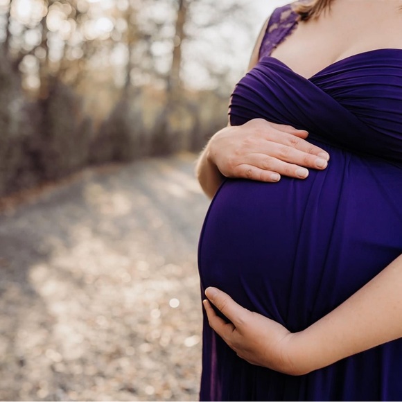 Pinkblush Purple Lace Chiffon Maternity Evening Gown - Picture 1 of 2